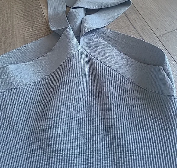 BABATON, Elegant Striped Halter Dress - Picture 4 of 6